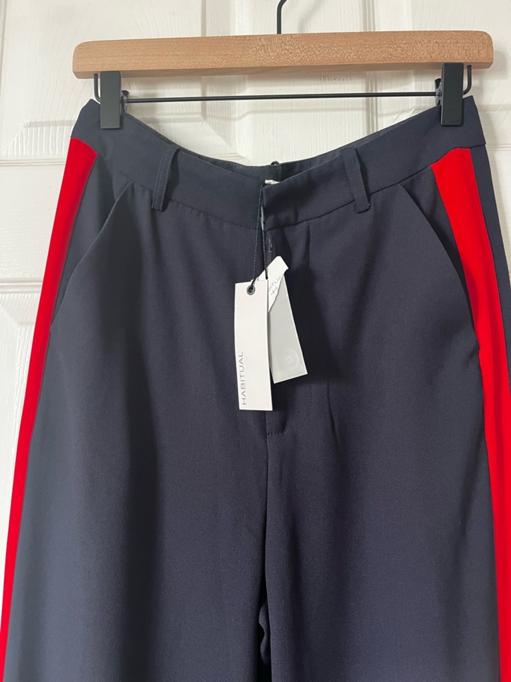 Habitual Navy Wide-Leg Pants with Red Side Stripes - Picture 2 of 10